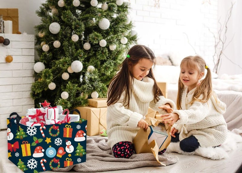 ESSME Rectangular Christmas Basket,Cute Baskets Empty with Handles, Snowmen Basket Gifts for Kids Room Decor,Boys and Girls,Candy Bins.(Christmas). - Image 5